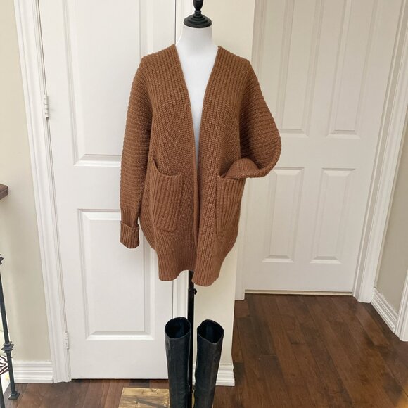 New Cozy Chic Brown Knit Sweater Dress Cardigan - Size S-M - Picture 7 of 8